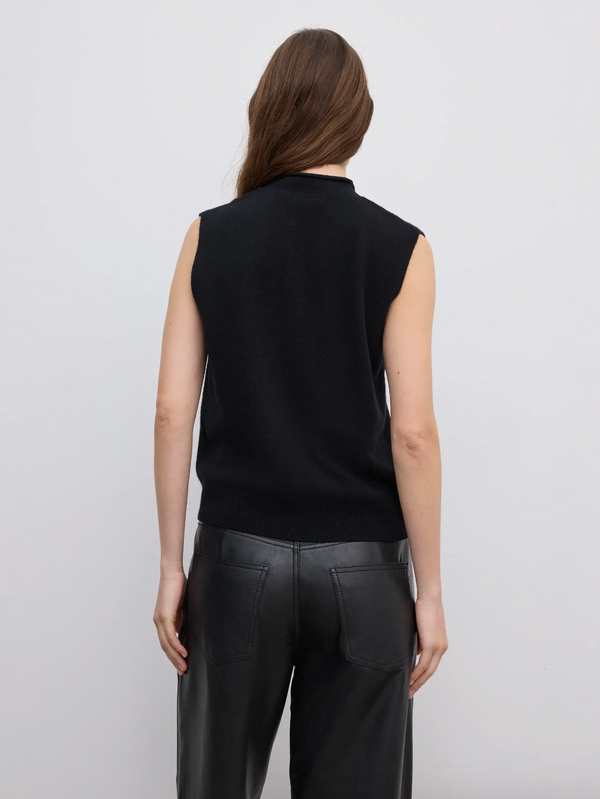 Sleeveless Knit Top Cashmere Blend: Black