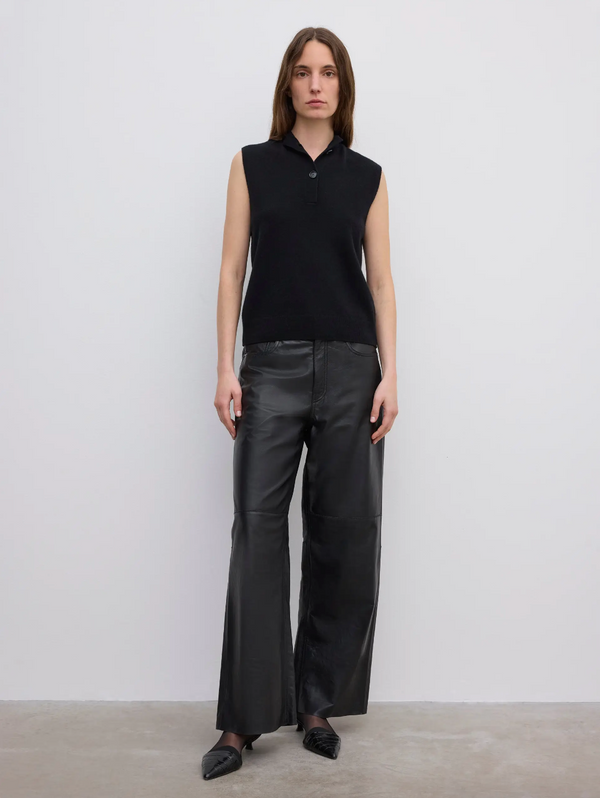 Sleeveless Knit Top Cashmere Blend: Black