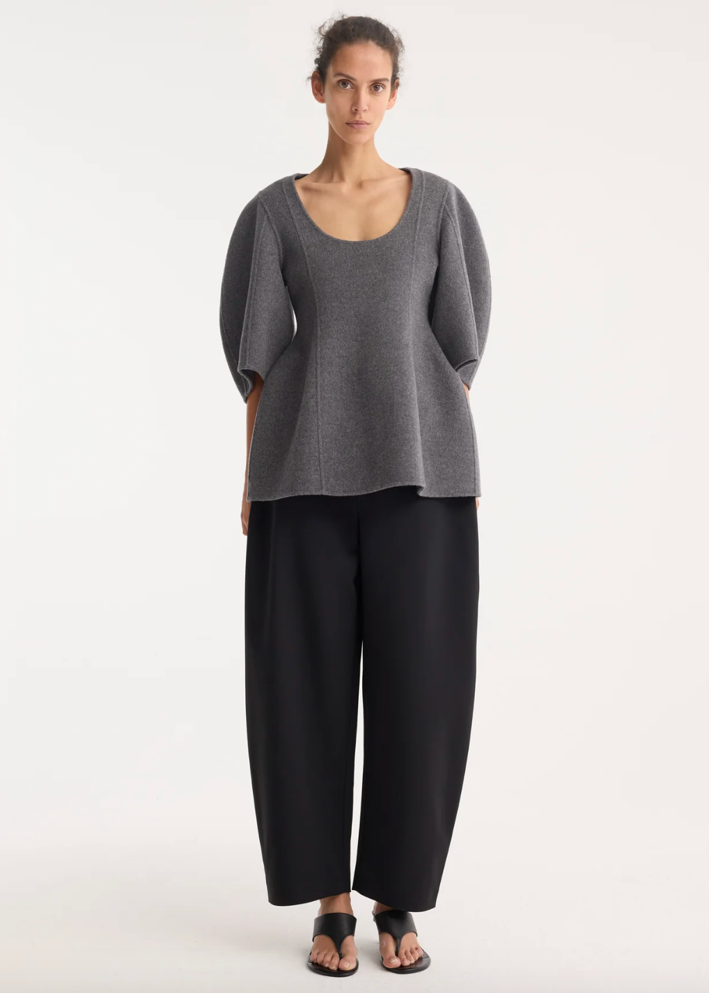 sculptural double-faced top: mid grey melange