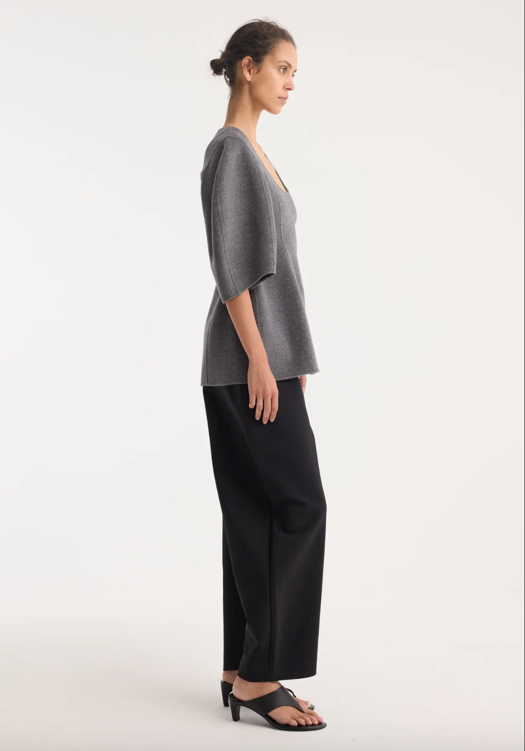 sculptural double-faced top: mid grey melange