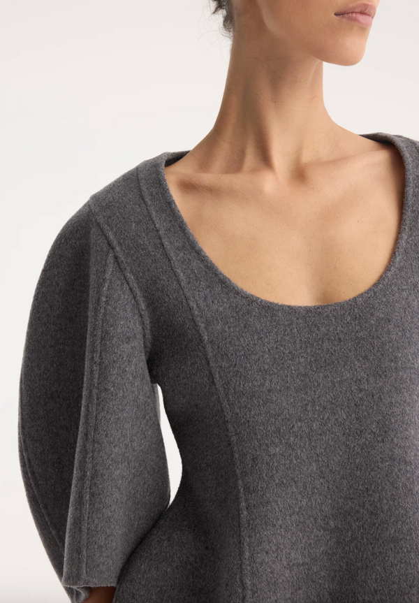 sculptural double-faced top: mid grey melange