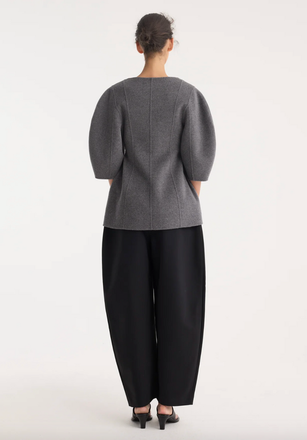 sculptural double-faced top: mid grey melange