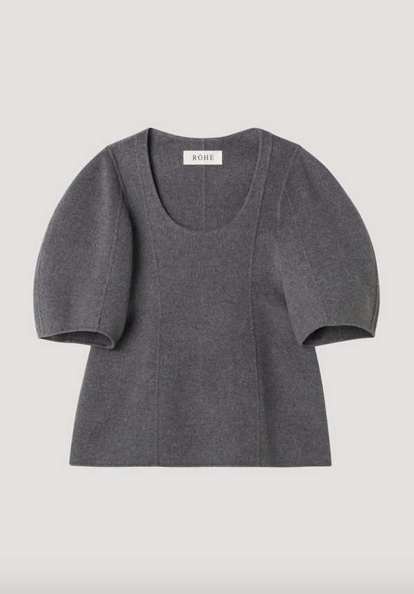 sculptural double-faced top: mid grey melange