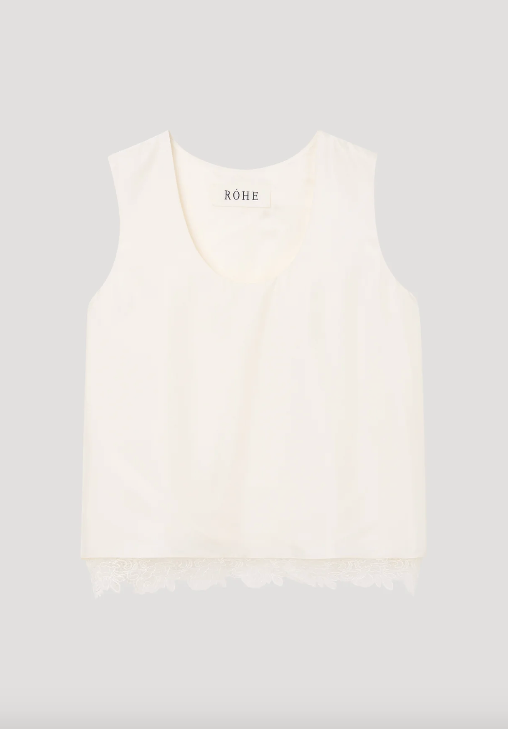 lace-trimmed silk top: cream