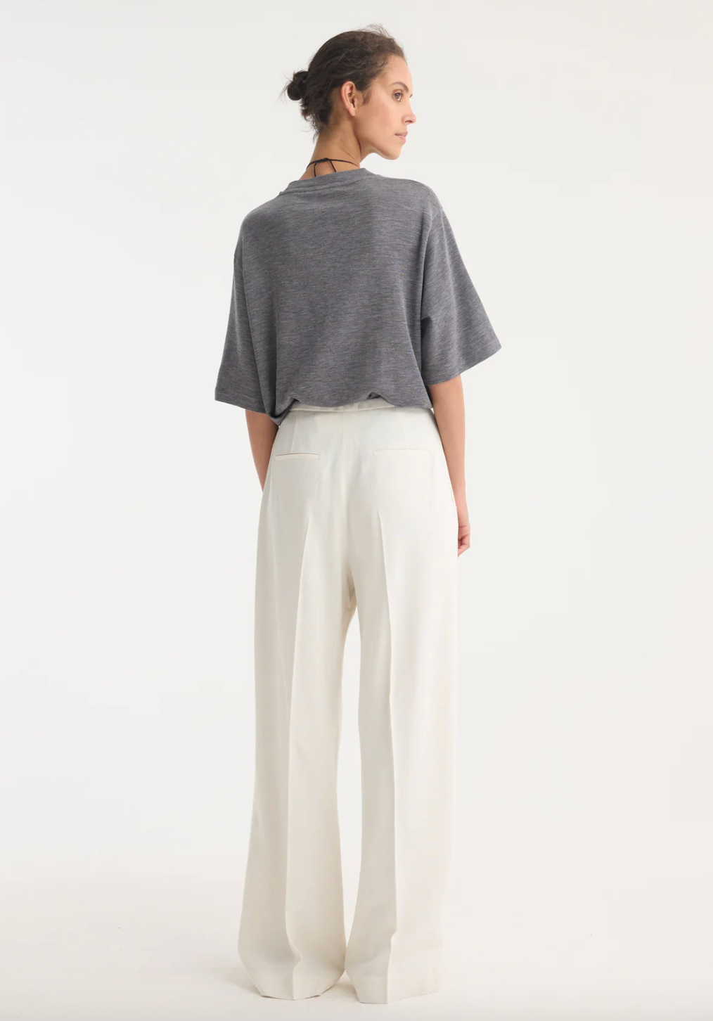 oversized soft merino t-shirt: mid grey melange