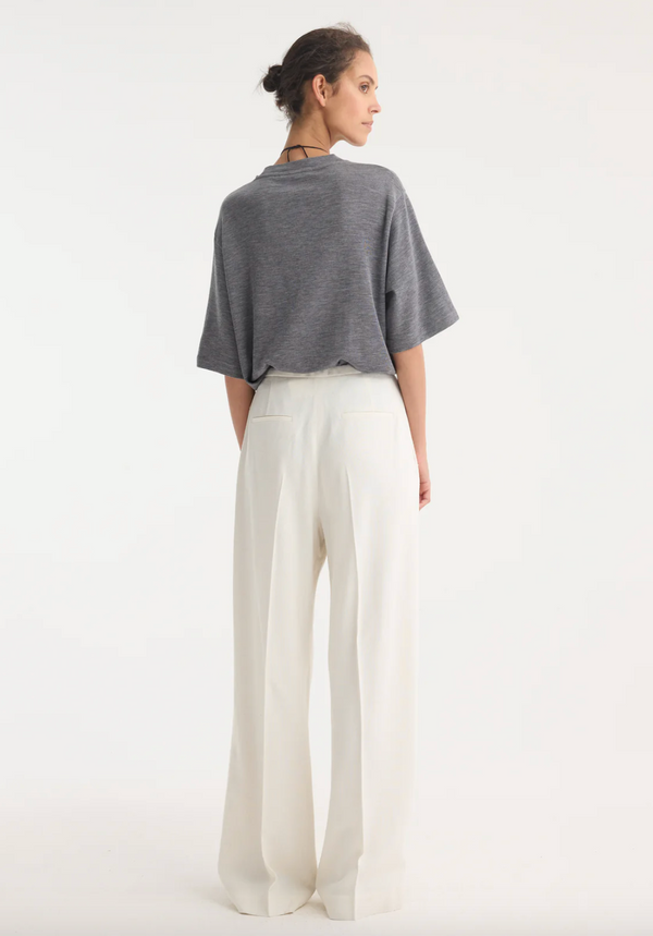 oversized soft merino t-shirt: mid grey melange