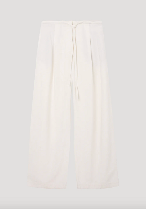 relaxed drawstring trousers: textured winter white