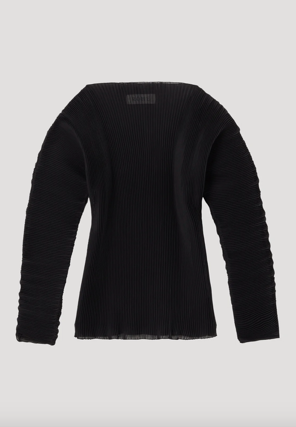 sculptural plissé top: black