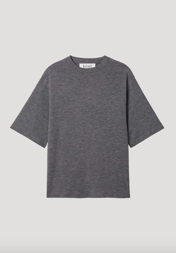 oversized soft merino t-shirt: mid grey melange
