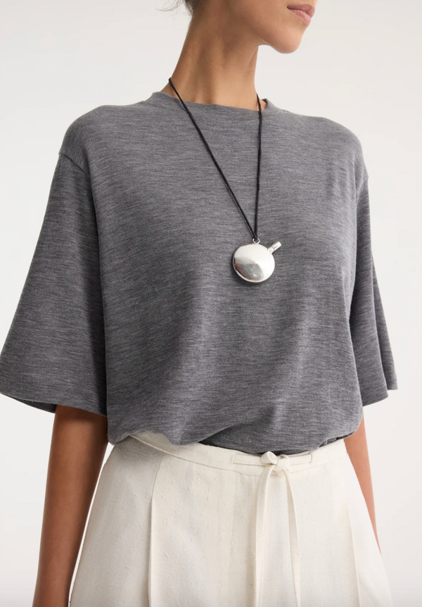 oversized soft merino t-shirt: mid grey melange