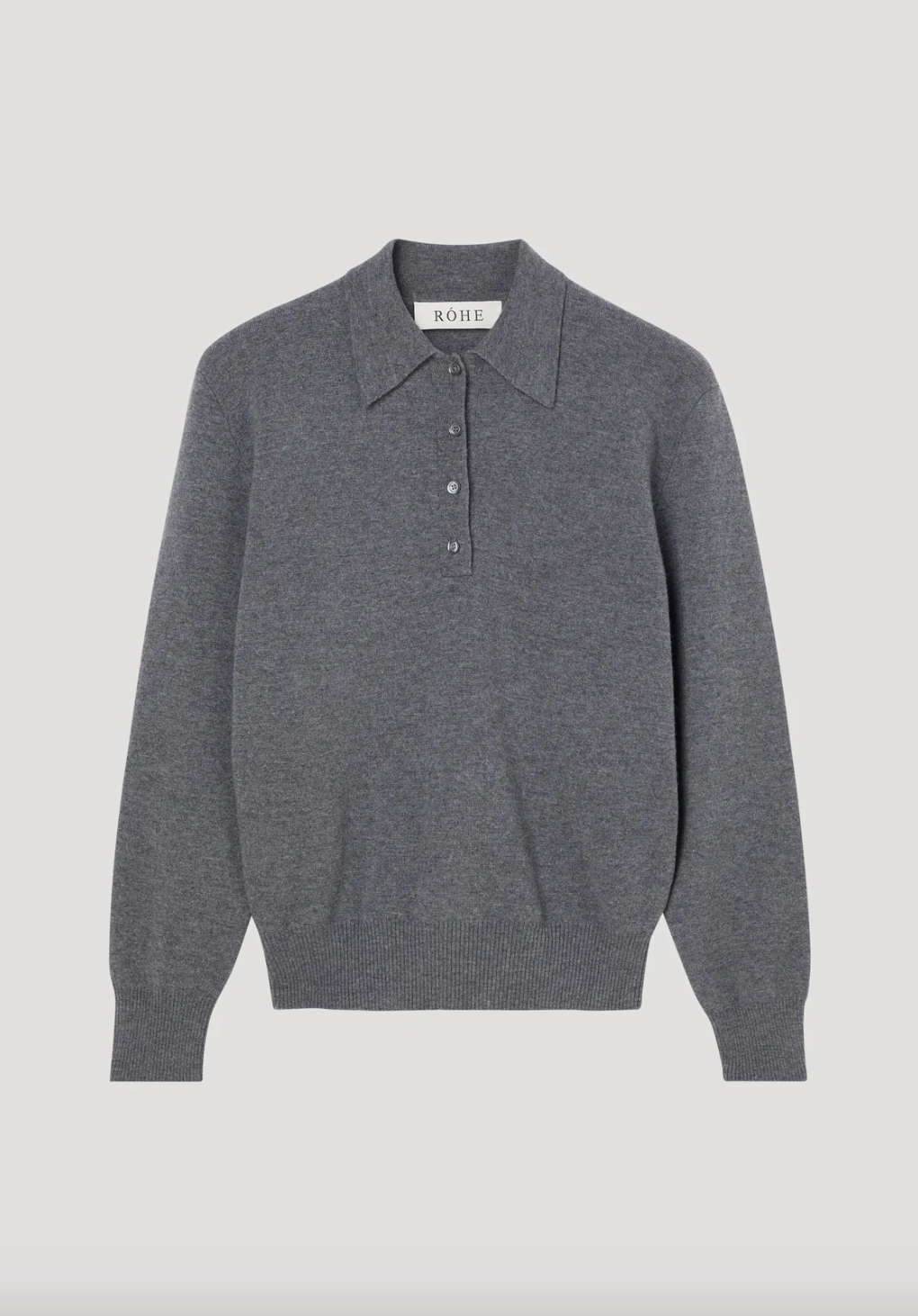 compact knitted polo: mid grey melange