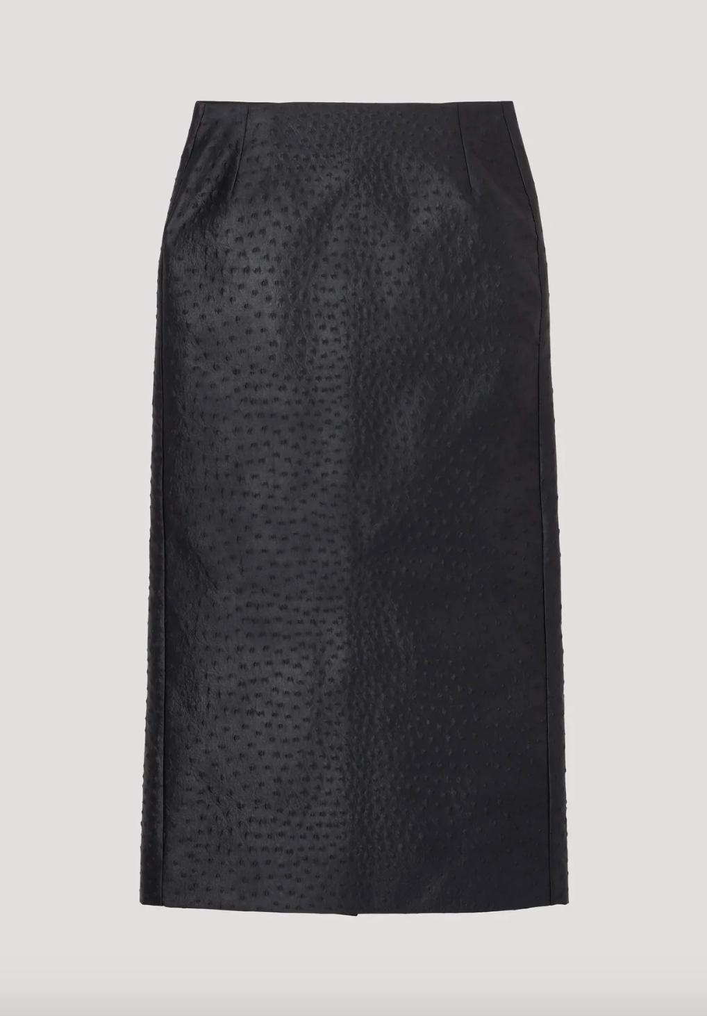 ostrich satin column skirt: black