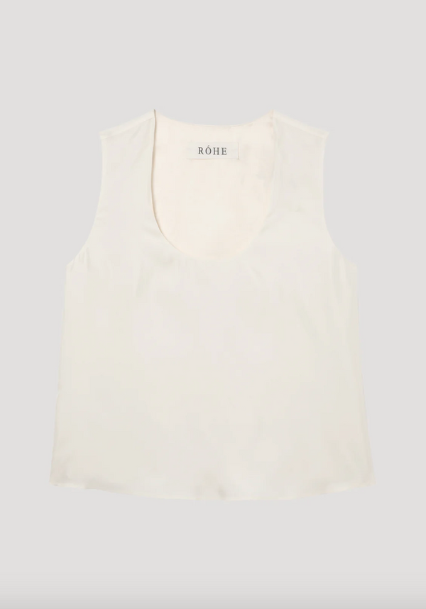 scoop-neck silk top: cream
