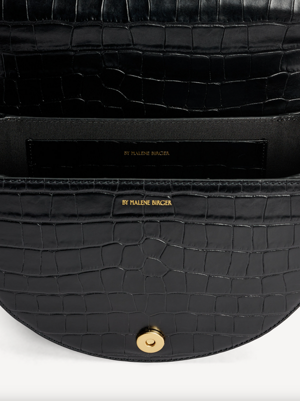 Cebella Leather Shoulder Bag: Croc Black