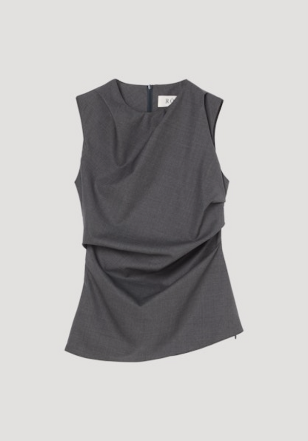 SLEEVELESS TWISTED TOP: DARK GREY MELANGE