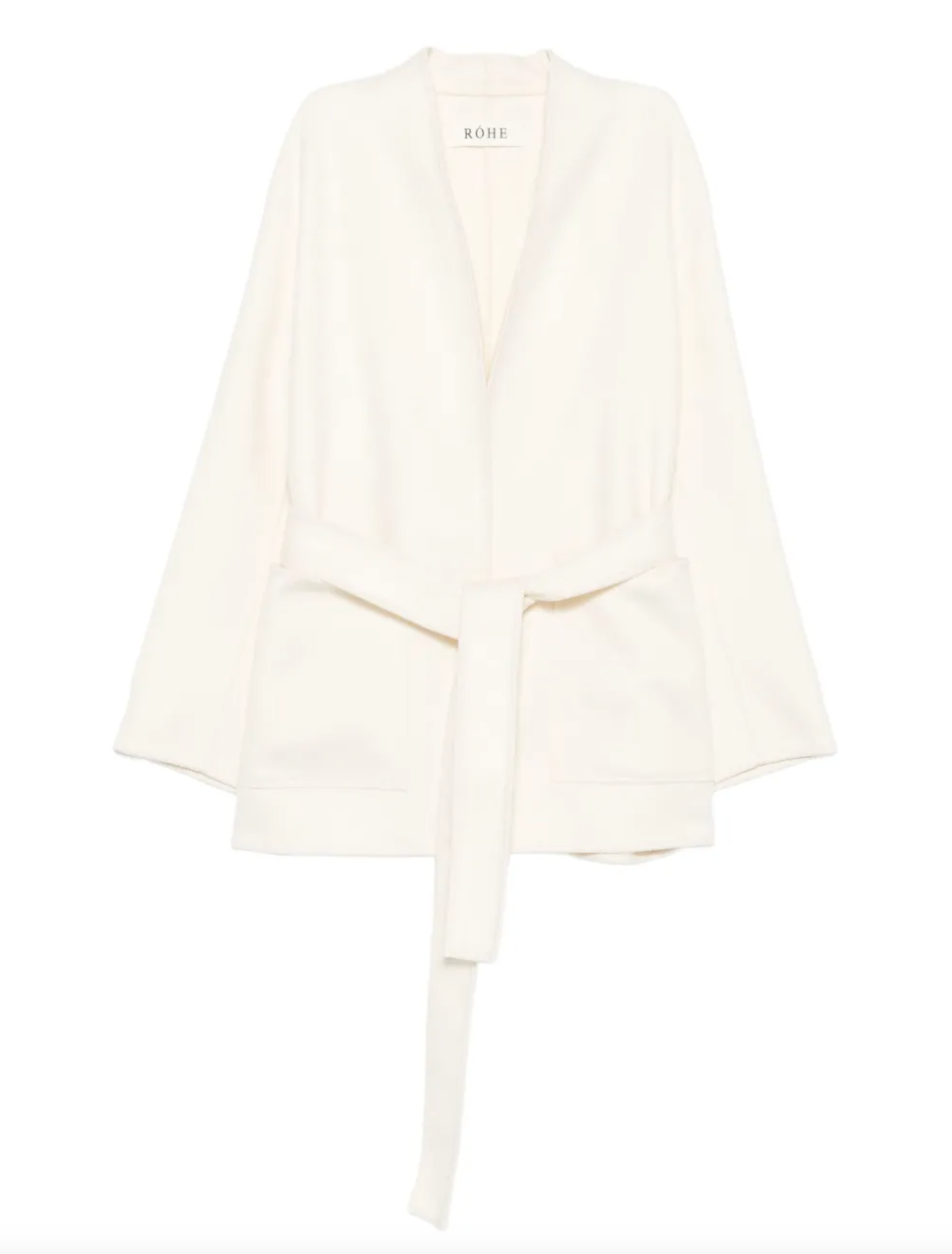 DOUBLE-FACED KIMONO STYLE COAT: OFF WHITE