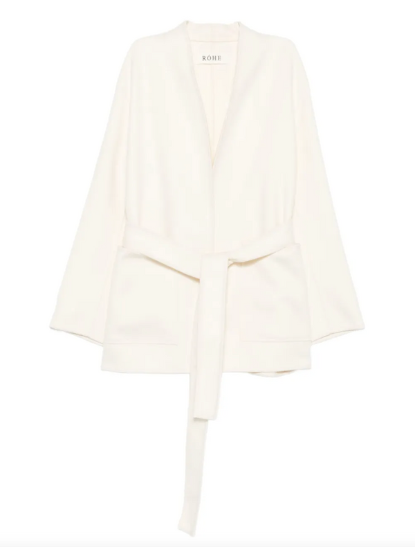 DOUBLE-FACED KIMONO STYLE COAT: OFF WHITE