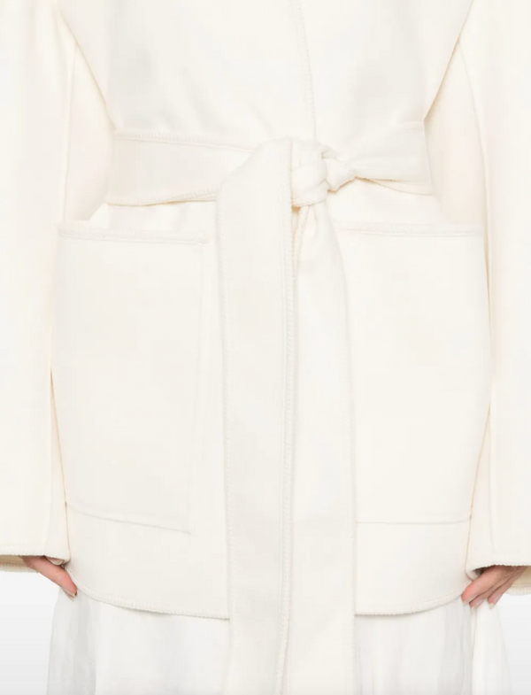 DOUBLE-FACED KIMONO STYLE COAT: OFF WHITE