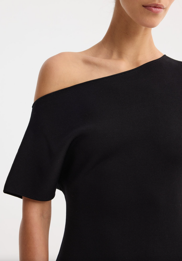 ASYMMETRICAL KNITTED DRESS: BLACK