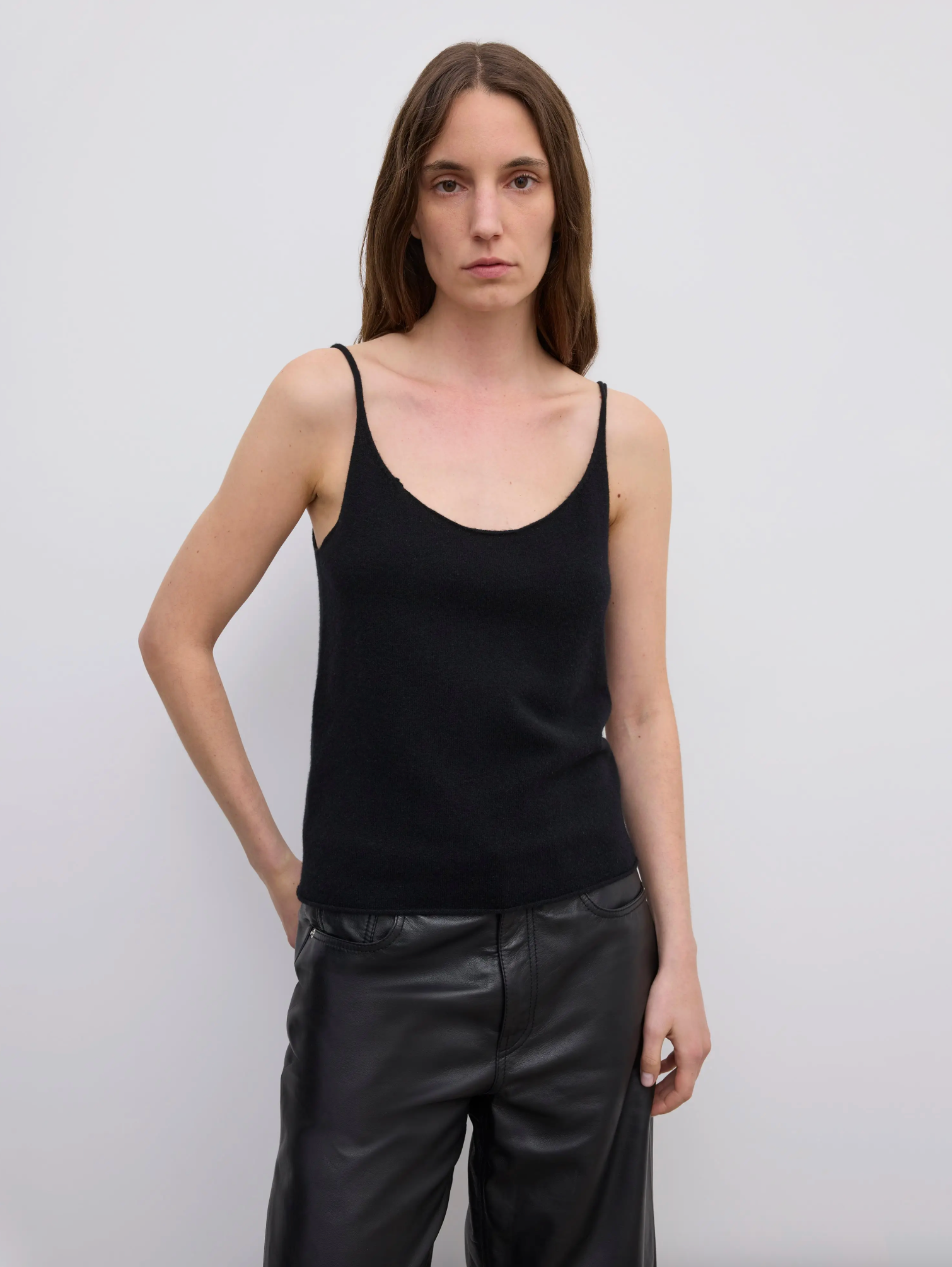 Knitted Strap Top: Black