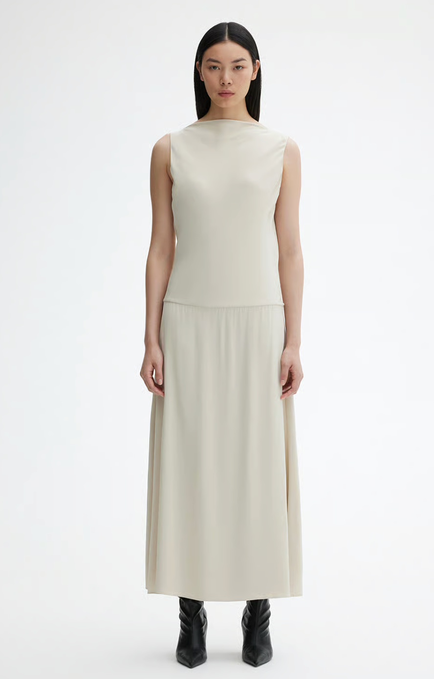 Bias cut dress: pearl grey