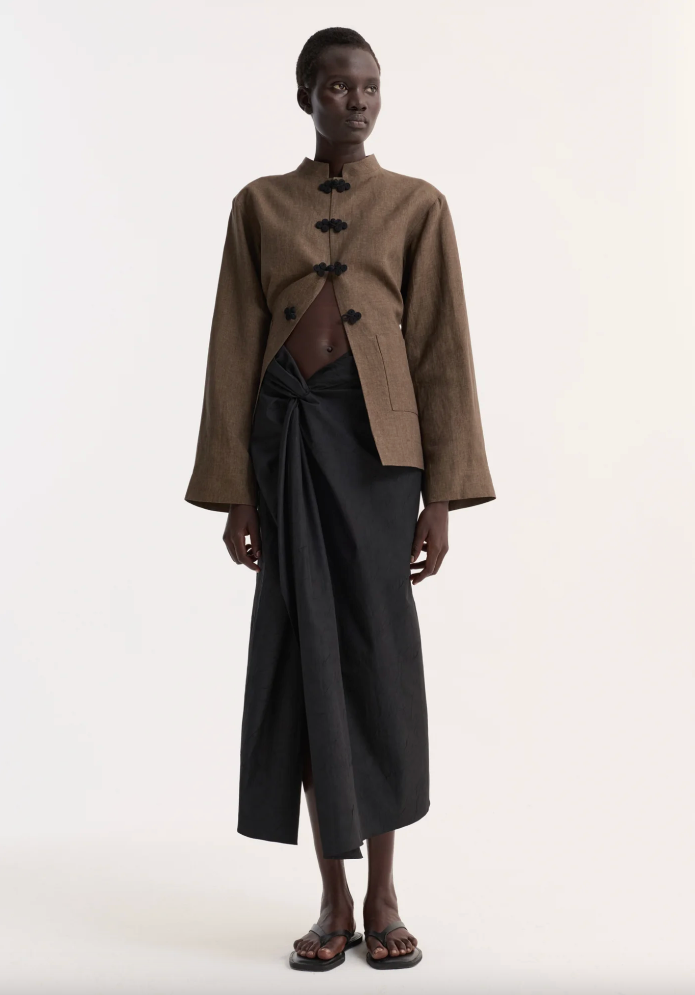 sarong textured skirt: black