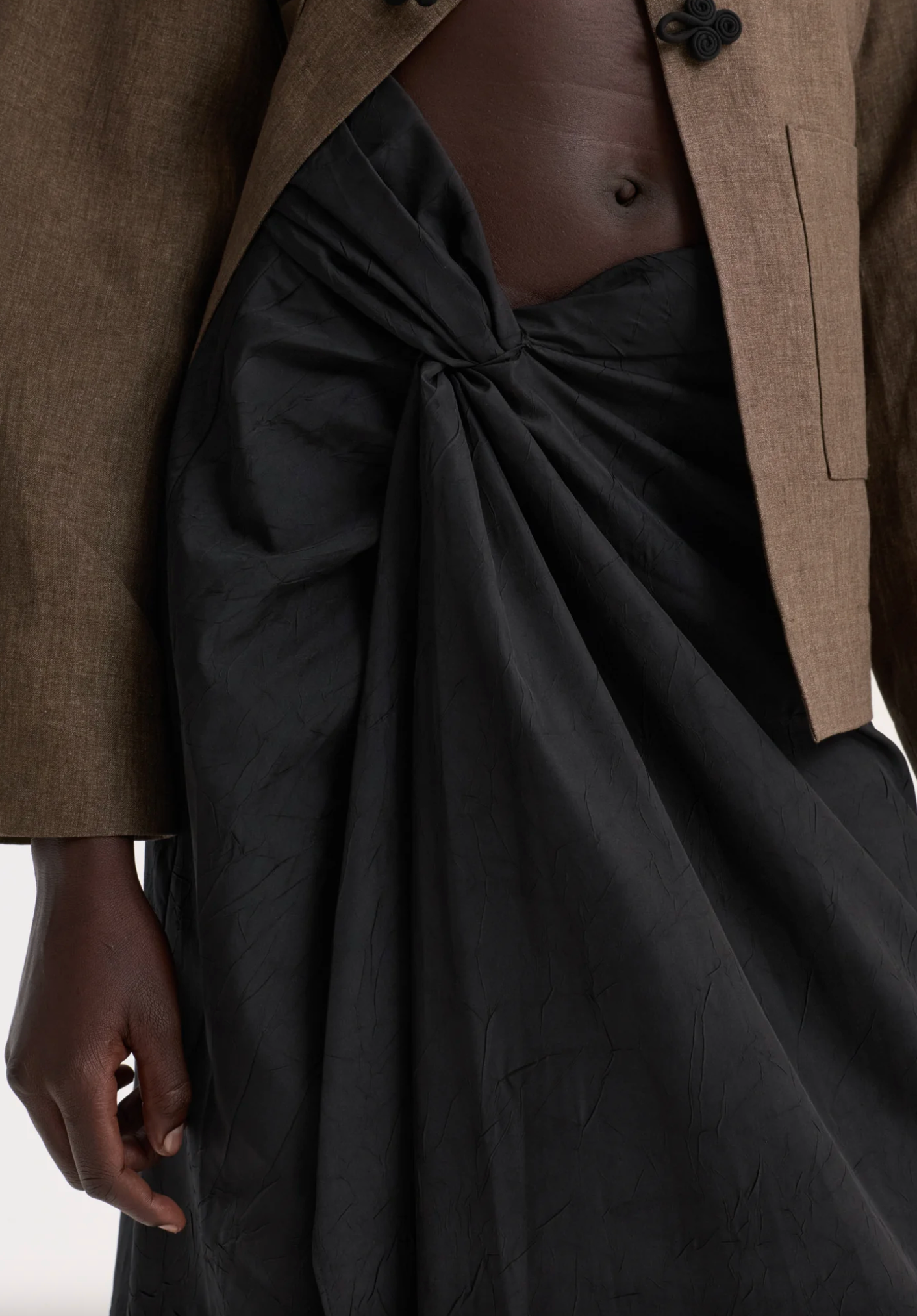 sarong textured skirt: black