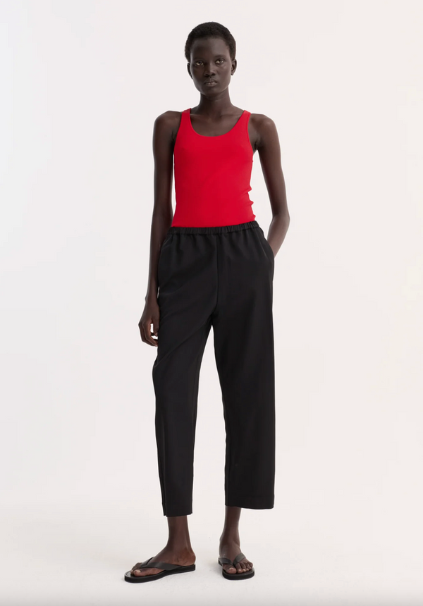 cropped wide leg trousers: black