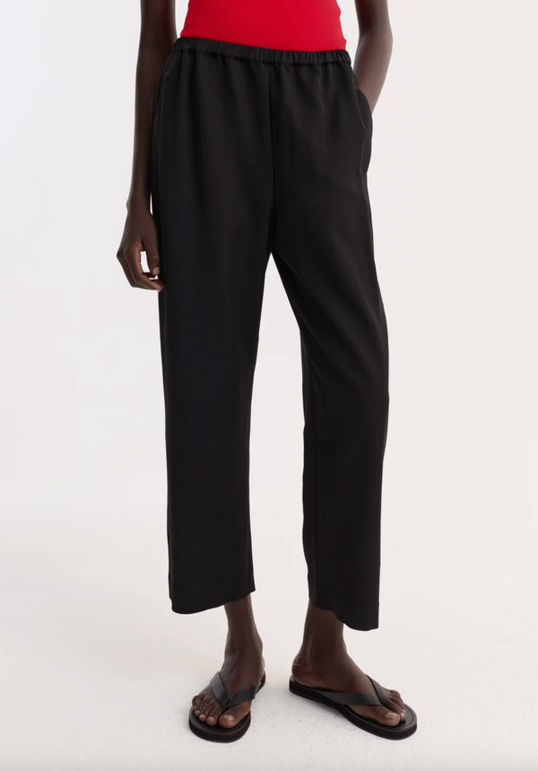 cropped wide leg trousers: black