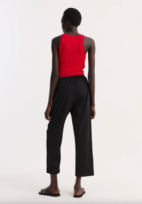 cropped wide leg trousers: black