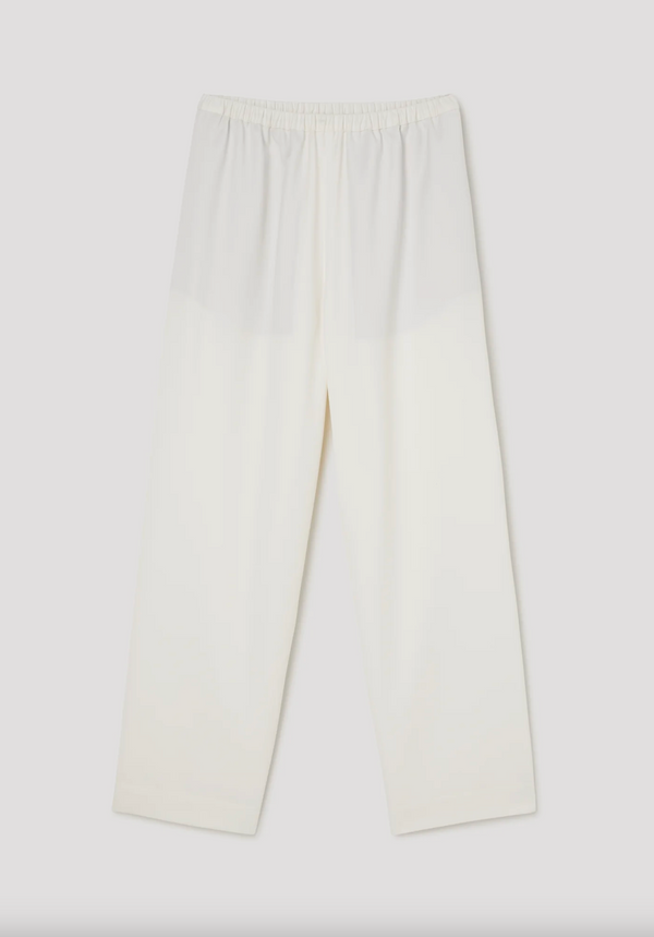 cropped wide leg trousers: off white