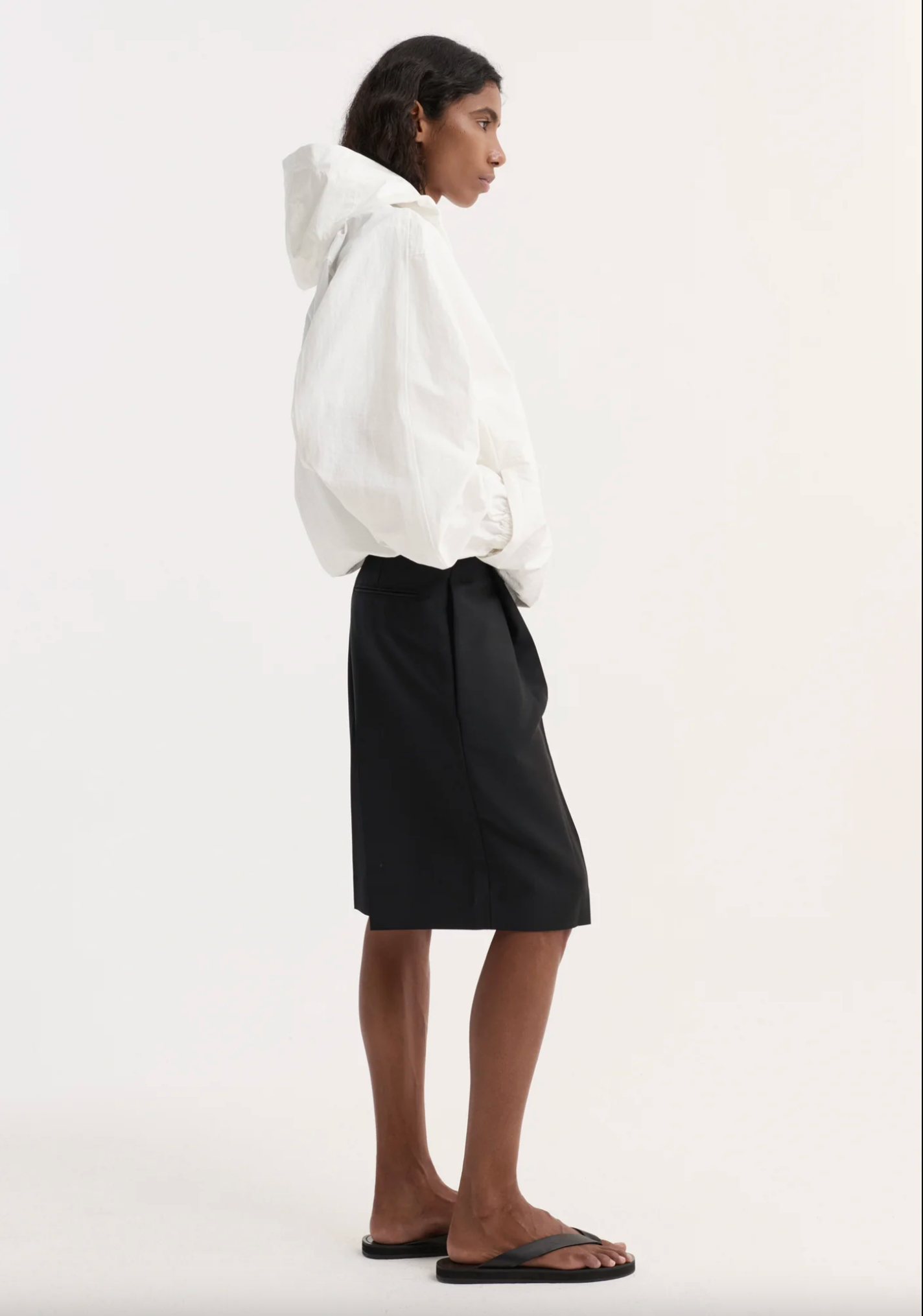 relaxed drawstring trousers: textured winter white