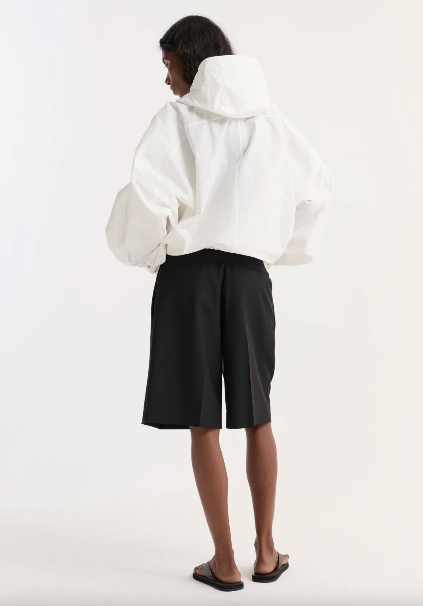 relaxed drawstring trousers: textured winter white