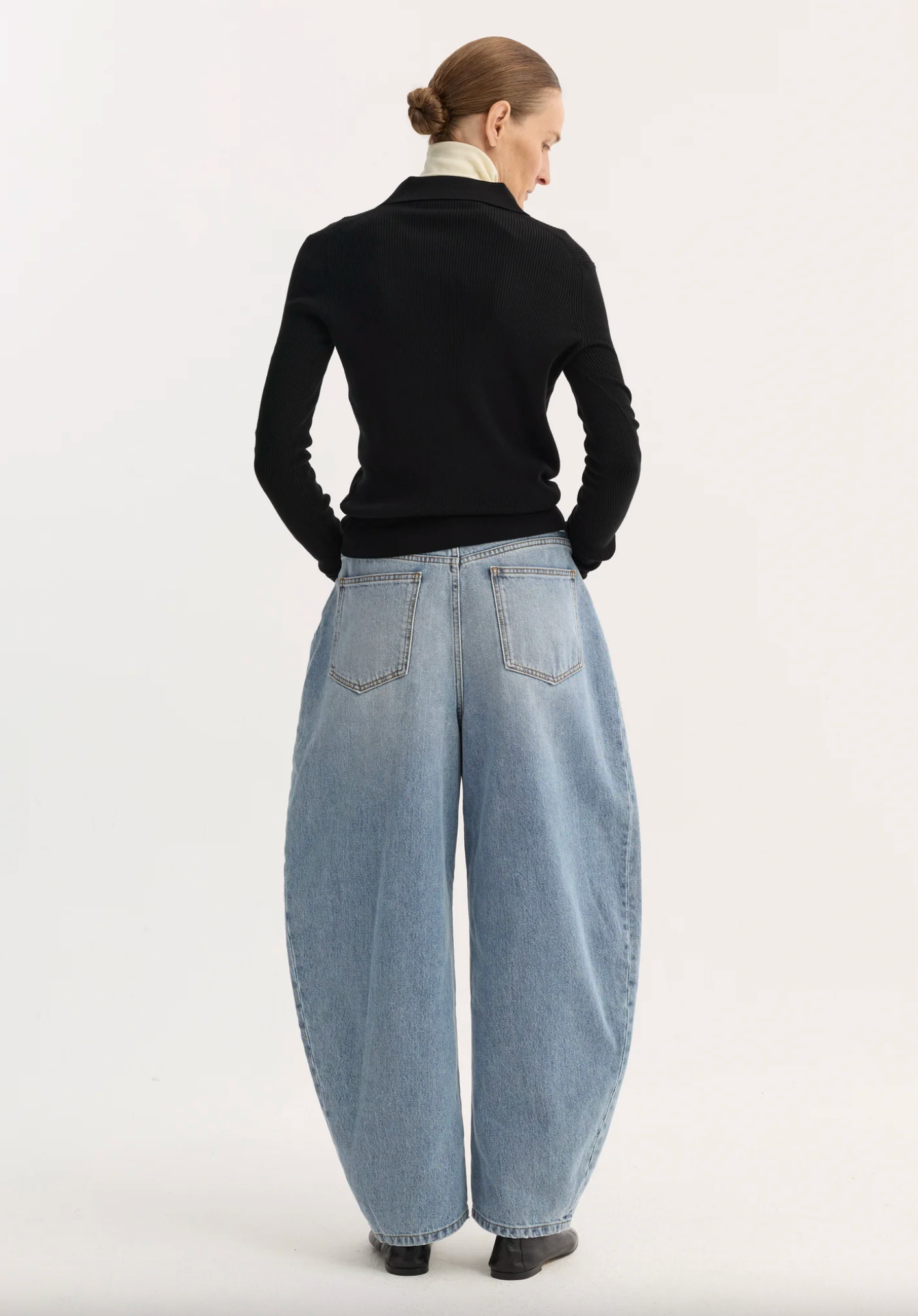 sculptural denim trousers: classic blue