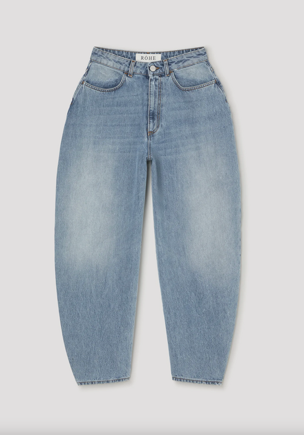 sculptural denim trousers: classic blue