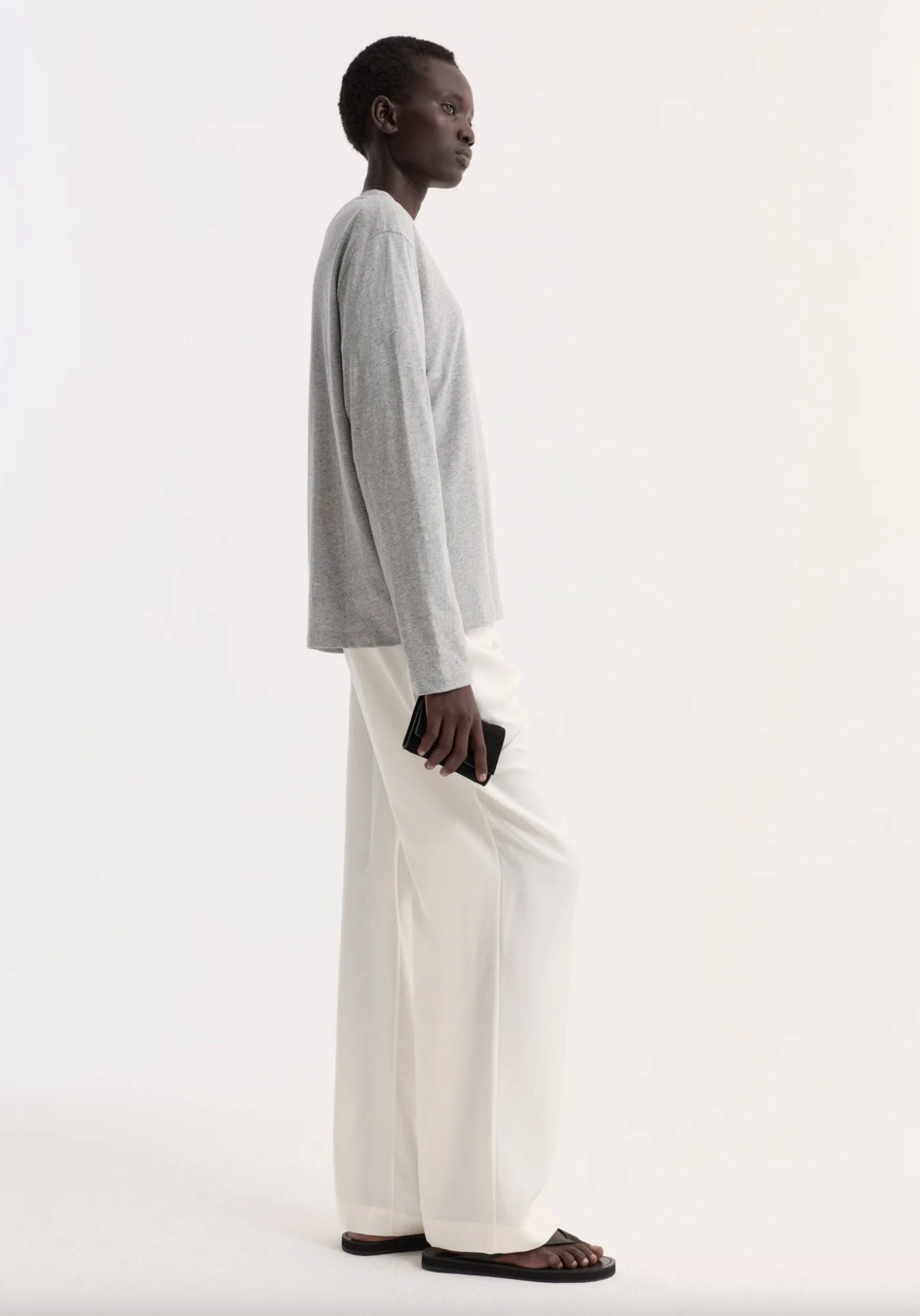 slub melange cotton long sleeve: light grey melange