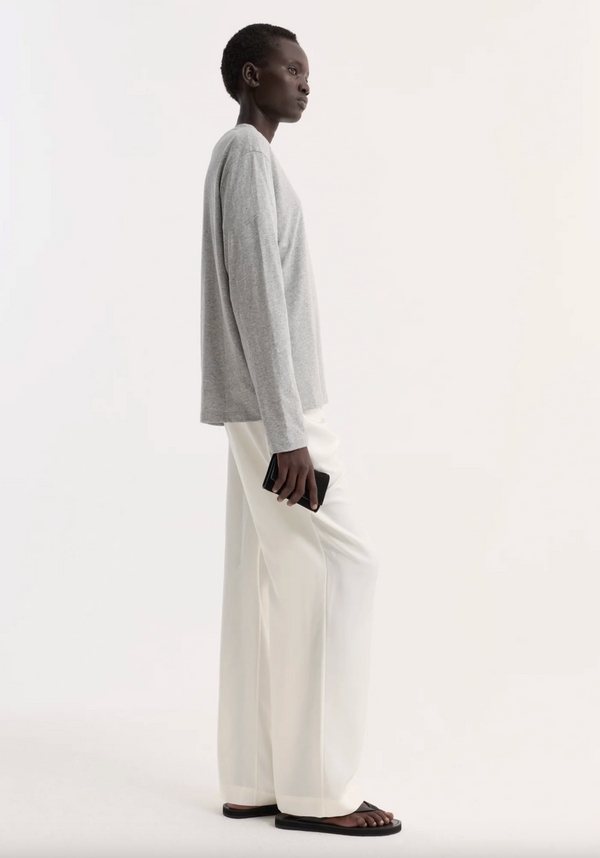slub melange cotton long sleeve: light grey melange