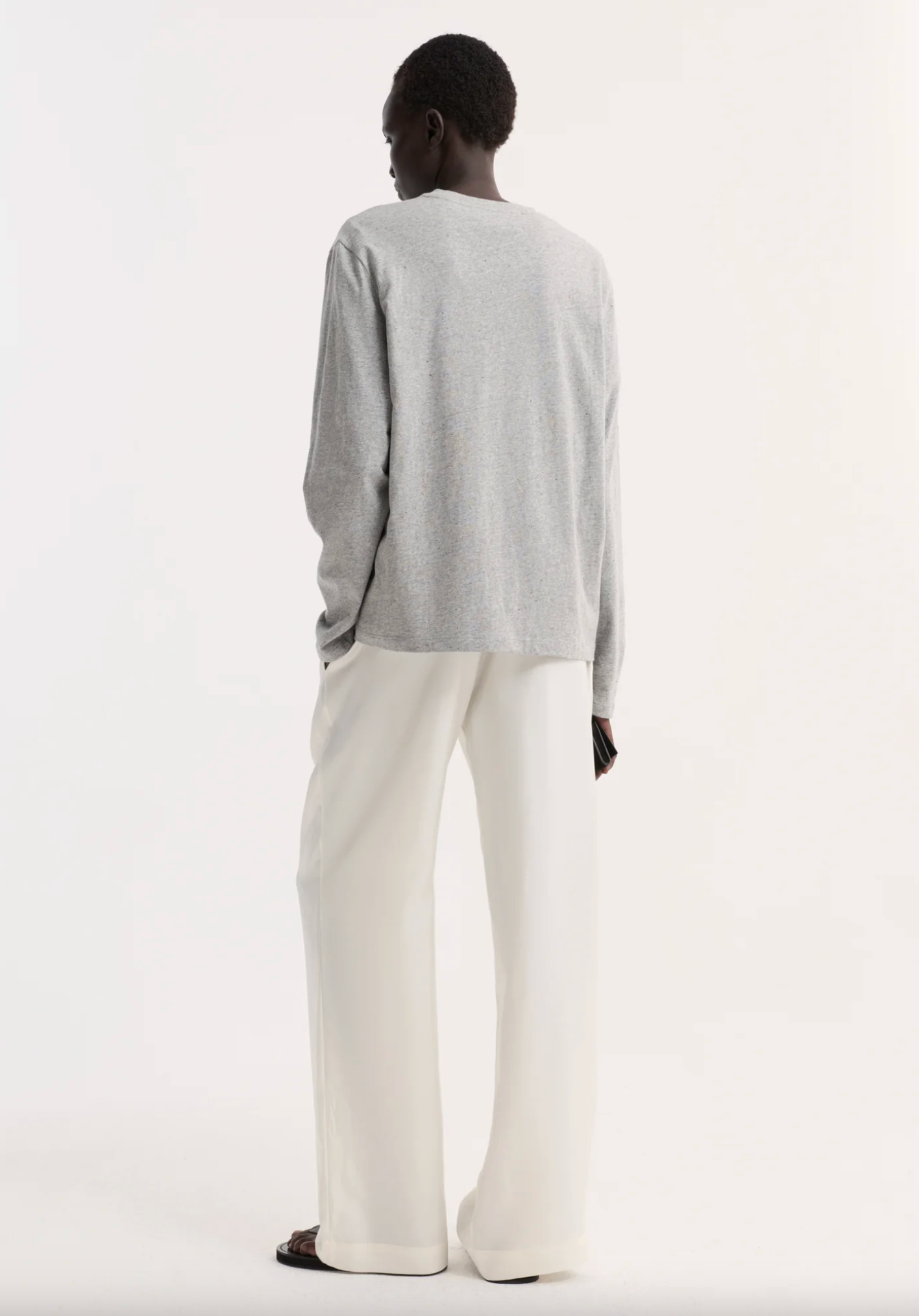 slub melange cotton long sleeve: light grey melange