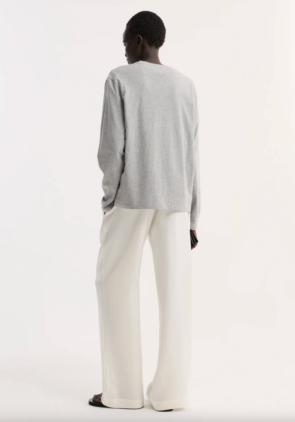 slub melange cotton long sleeve: light grey melange