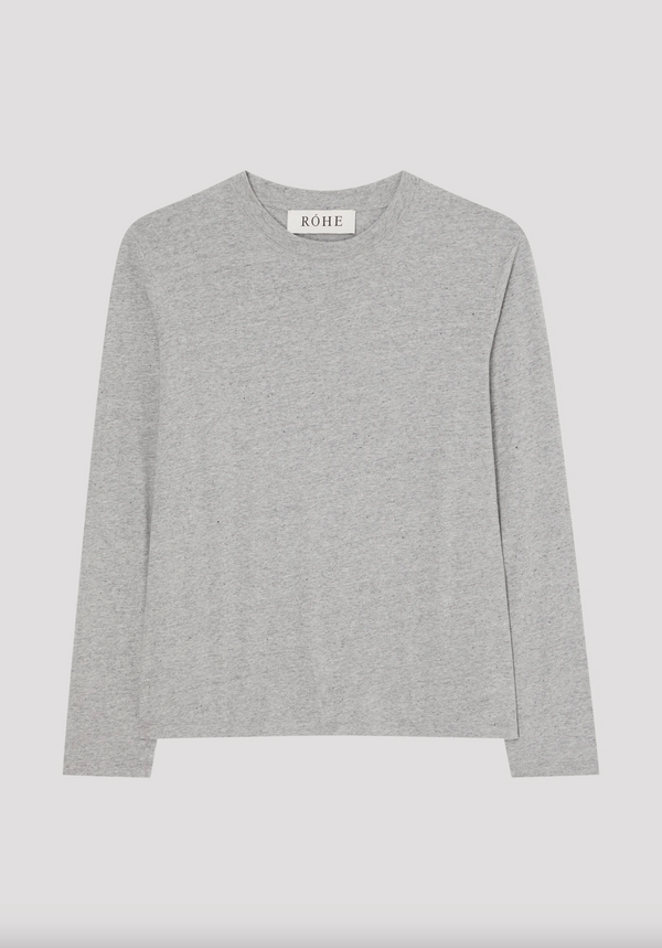 slub melange cotton long sleeve: light grey melange
