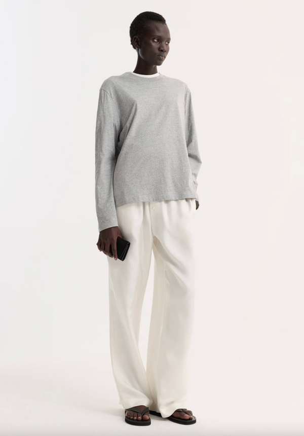 slub melange cotton long sleeve: light grey melange