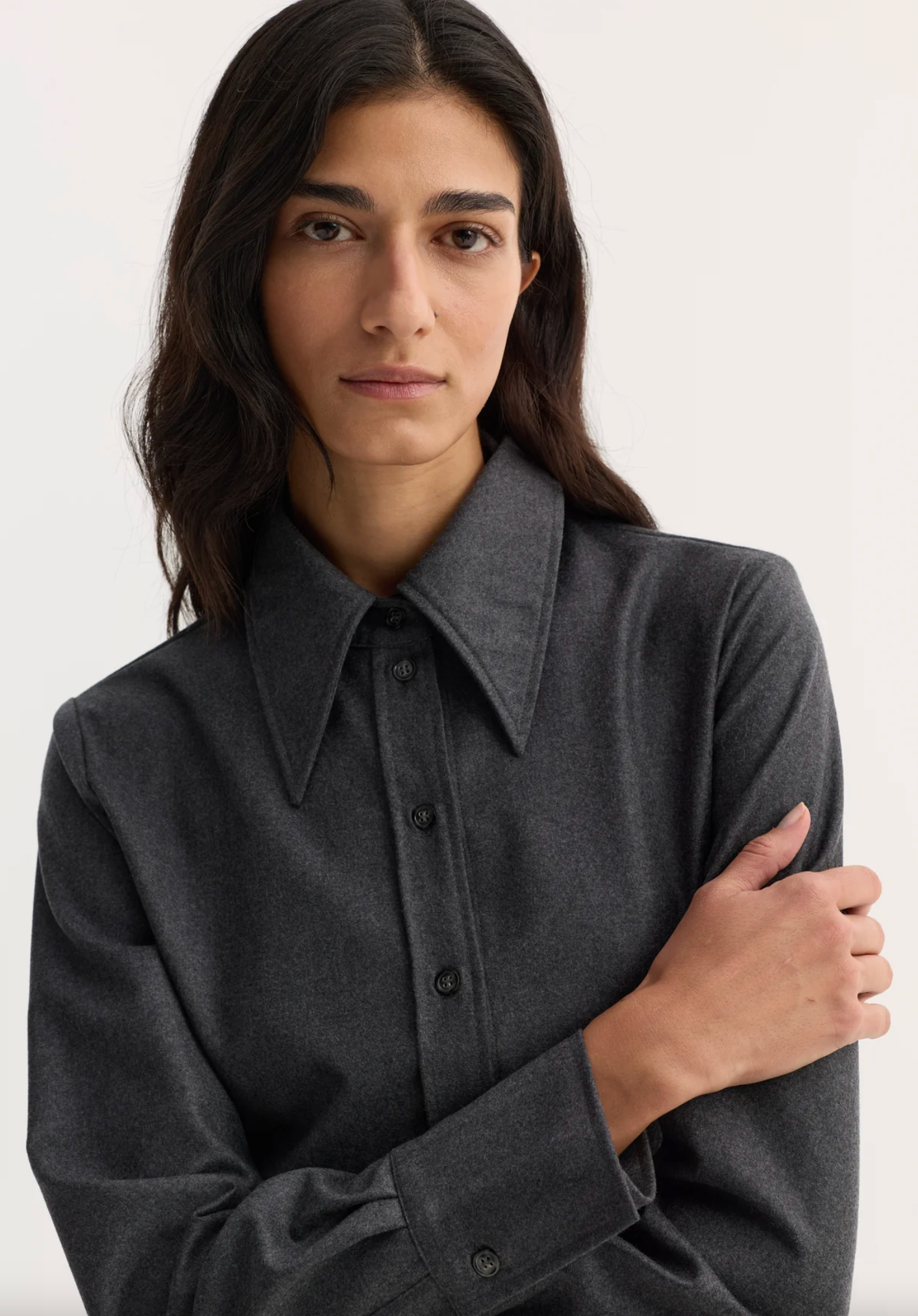 fitted shirt: dark grey melange