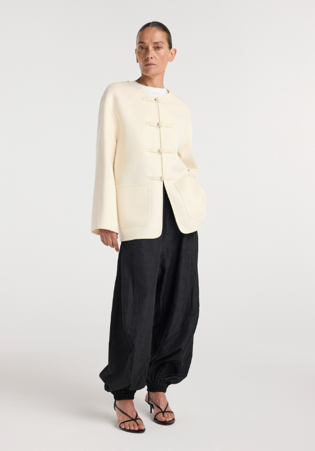 Double-faced wool pankou jacket: off white