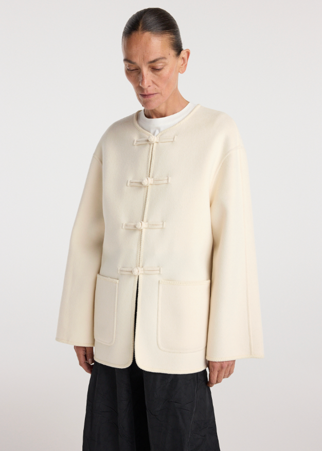 Double-faced wool pankou jacket: off white