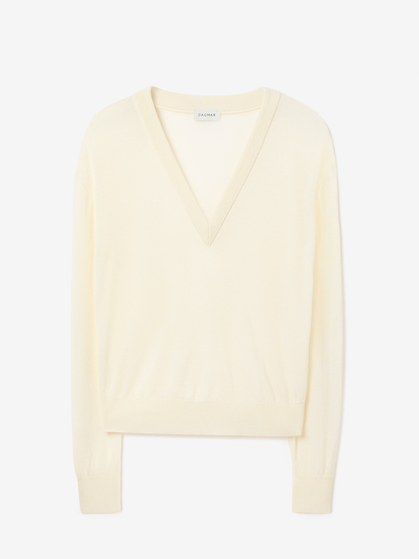 Cashmere v-neck knit: Cream White