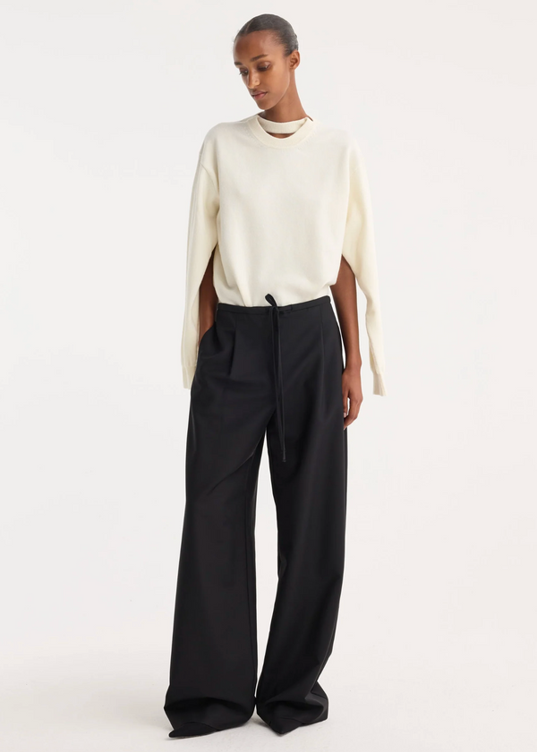 Relaxed Drawstring Trousers: Black