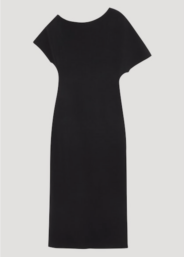 ASYMMETRICAL KNITTED DRESS: BLACK