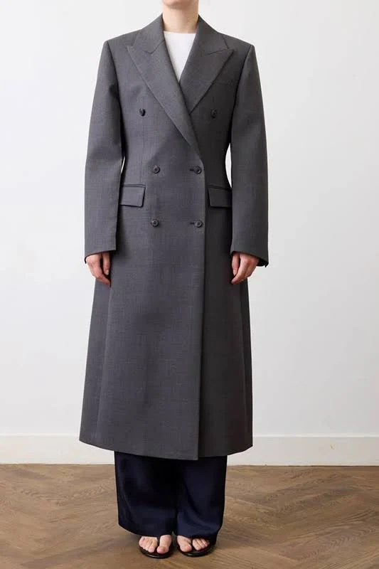 Double-breasted blazer coat: Dark grey melange