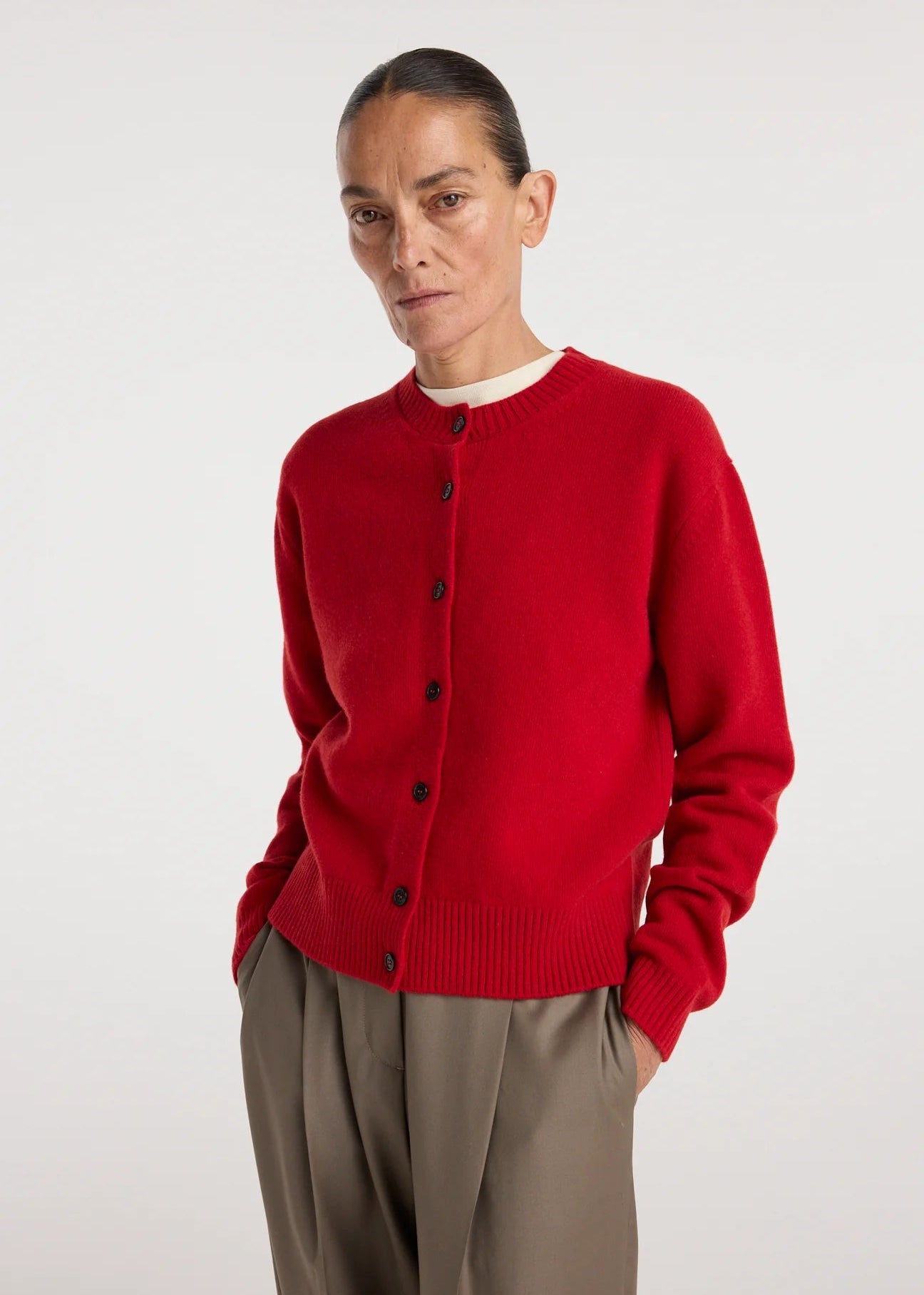 classic cardigan: red