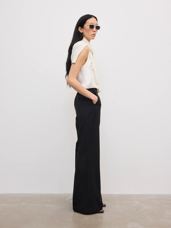 Elastic wool trousers: black